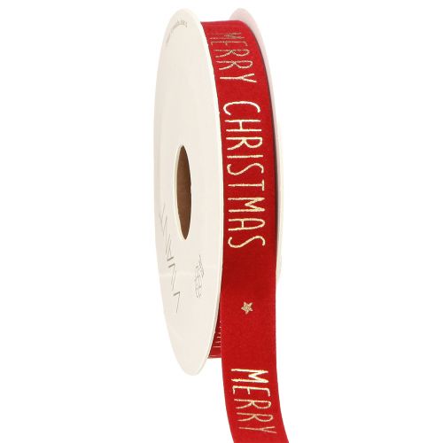Festliches Weihnachtsband in Rot mit goldenem 'Merry Christmas' Schriftzug Breite 15mm Länge 5m
