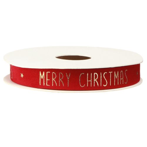 Artikel Festliches Weihnachtsband in Rot mit goldenem 'Merry Christmas' Schriftzug Breite 15mm Länge 5m