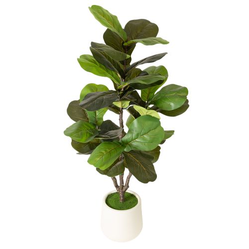 Künstlicher Ficus lyrata 120 cm Grün aus Textil und Kunststoff für Wohnraumdekoration