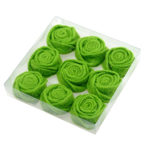 Artikel Filz-Rose Grün Ø6,5cm 9St