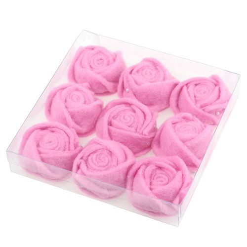 Floristik24 Filz-Rose Rosa Ø6,5cm 9St