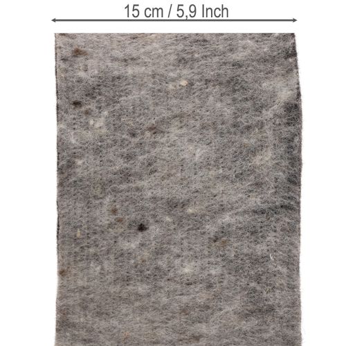 Wollfilz Topfband, 15 cm x 5 m, zweifarbig Grau/Schwarz | Floristik24.at