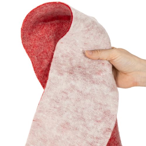 Filzband aus 100 % Wolle, zweifarbig Weiß/Rot, 15 cm x 5 m, als Topfband | Floristik24.at