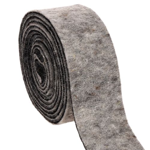Filzband aus 100 % Wolle, 7,5 cm breit, 5 m, Grau-Schwarz für Floristik und Dekoration