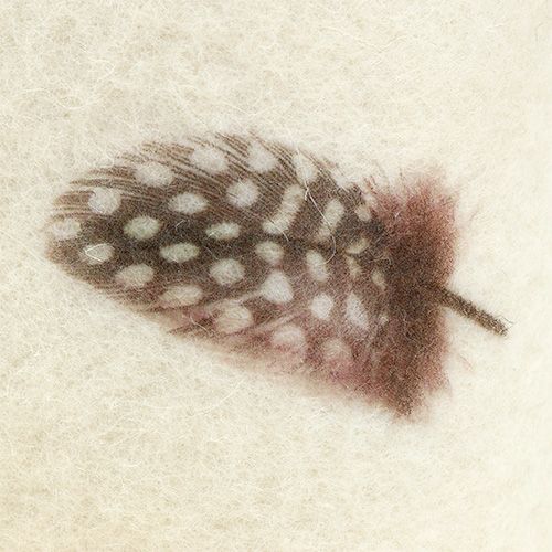 Floristik24 Filzband Creme mit Muster Feder 15cm 2m