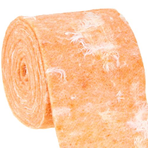 Floristik24 Filzband Wollband Dekostoff Orange Federn Wollfilz 15cm 5m