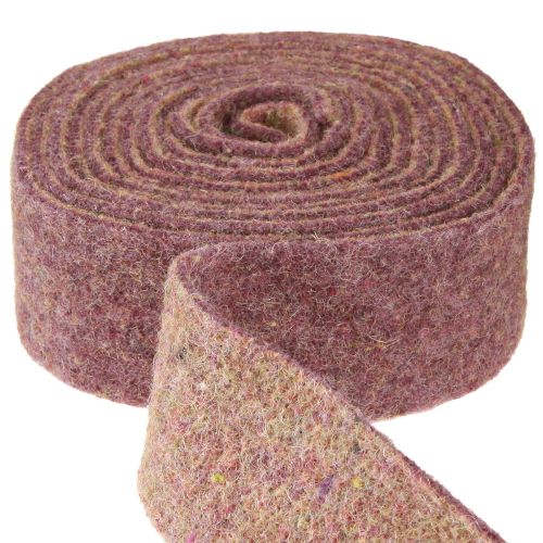 Floristik24 Filzband Wollband Dekostoff Weinrot Beige 7,5cm 5m