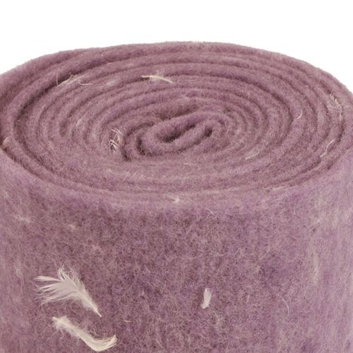 Floristik24 Filzband Wollband Dekostoff Lila Federn Wollfilz 15cm 5m