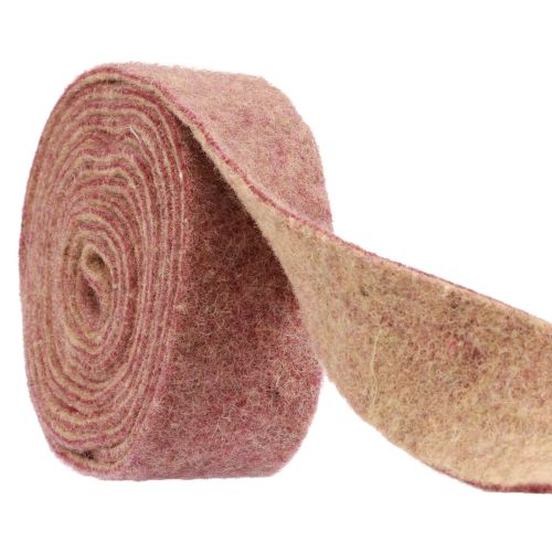 Filzband Wollband Dekostoff Weinrot Beige 7,5cm 5m