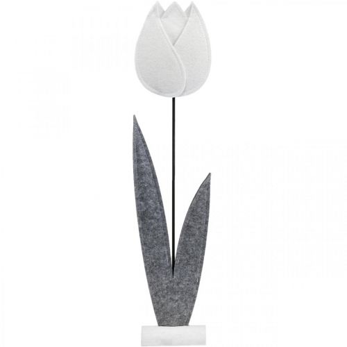 Floristik24 Filzblume Filz Deko Blume Tulpe Weiß H68cm