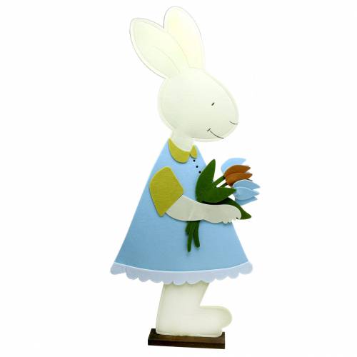 Floristik24 Großer Osterhase Filz Creme, Hellblau, 44cm H101cm Schaufensterdekoration