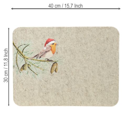Artikel Filzmatte Tischmatte Rotkehlchen Grau Filz 40×30cm 4 St