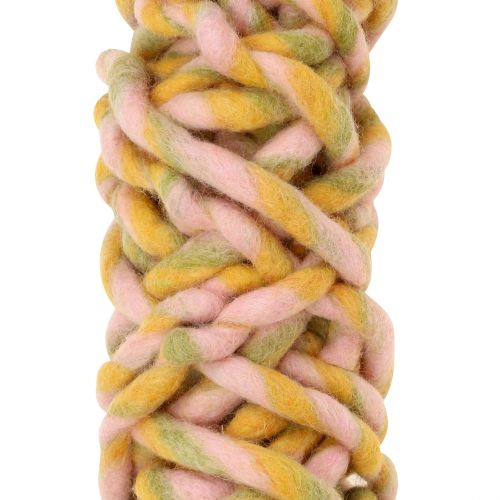 Floristik24 Filzschnur 25m Rosa, Gelb, Grün