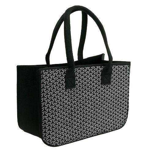 Floristik24 Filztasche Schwarz mit Muster 39cm x 20cm x 25cm