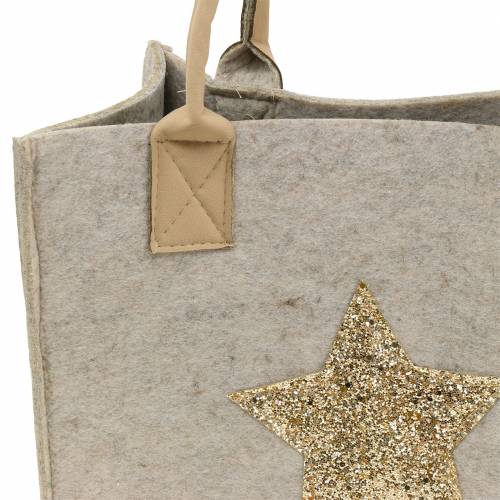 Floristik24 Filztasche mit Pailletten-Stern Natur 2er-Set