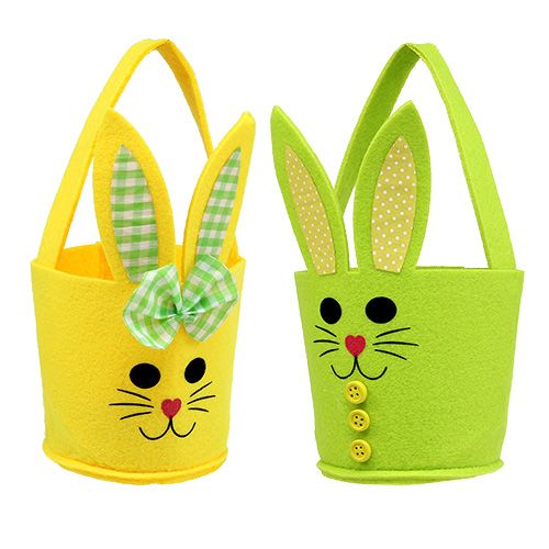 Floristik24 Filztasche Hase Gelb, Grün Osterkorb Osterdeko Filz 2St