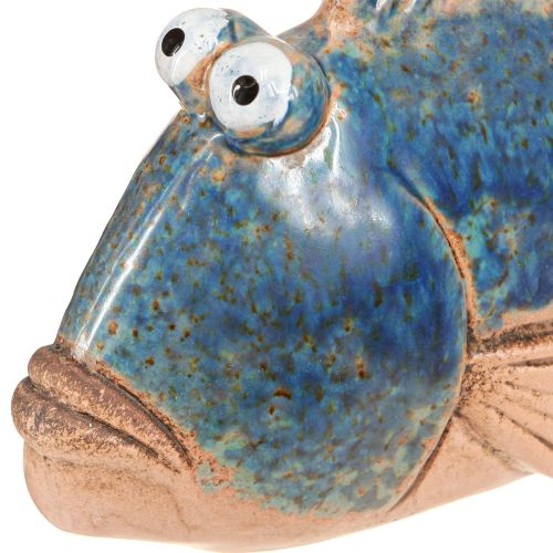 Artikel Fisch Deko Keramik Blau Natur Sommerdeko 22×7×11cm
