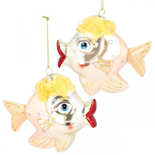 Floristik24 Christbaumschmuck-Fische, Dekoanhänger, Weihnachtsdeko Echtglas H9,5cm 2St