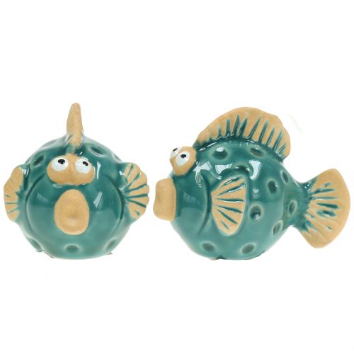 Floristik24 Deko-Fisch Blau, Fisch aus Keramik, Keramikfisch, Maritim L7cm 8St