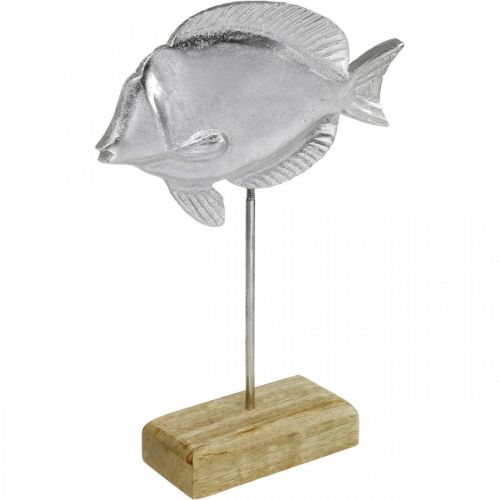 Floristik24 Fisch zum Stellen, Maritime Deko, Dekofisch aus Metall Silbern, Naturfarben H23cm