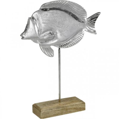 Artikel Deko-Fisch, Maritime Deko, Fisch aus Metall Silbern, Naturfarben H28,5cm