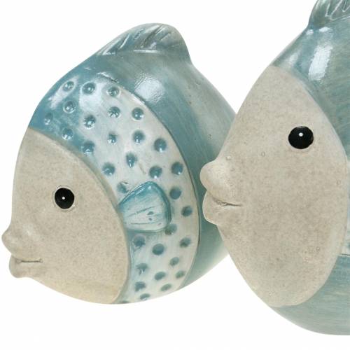 Floristik24 Deko-Fisch Terrakotta Blau, Grau H14cm/12,5cm 2er-Set