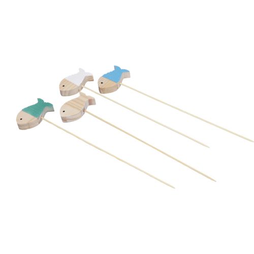 Floristik24 Blumenstecker Deko Fische Holz Maritime Deko 7×4cm 12 St
