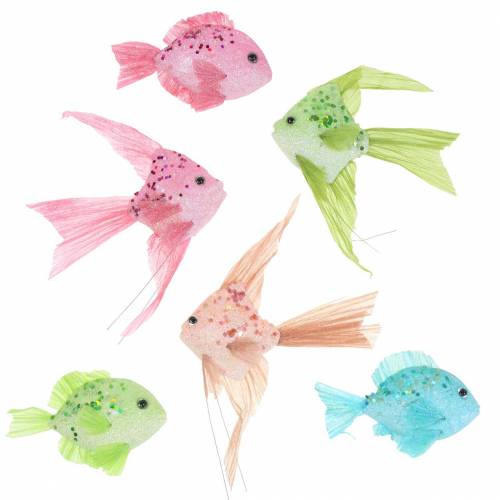 Deko-Fische zum Hängen Grün Rosa Orange Blau 13-24cm 6St