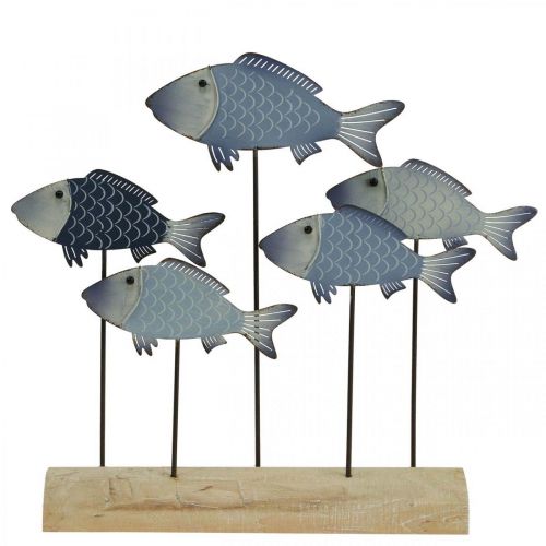 Floristik24 Fischschwarm Deko Metallfische auf Holzfuß 32×7×30cm