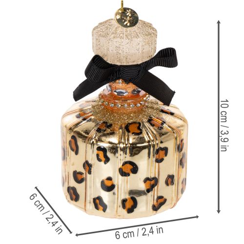 Christbaumschmuck-Set Parfumflakon und Lippenstift aus Glas mit Leopardenmuster 11 cm 2-teilig | Floristik24.at