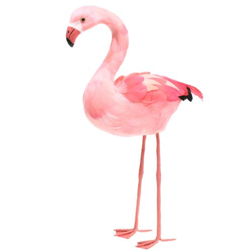 Floristik24 Deko Flamingo mit Federn Rosa H45cm