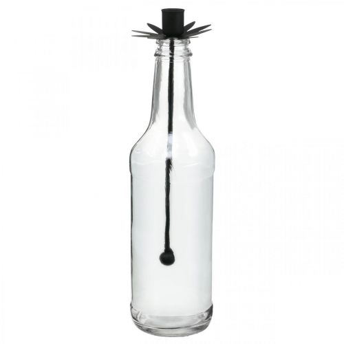 Floristik24 Kerzenhalter für Flasche Schwarz Glas, Metall Ø6,5cm H25,5cm