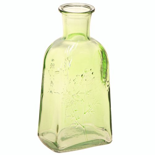 Flaschenvase Glasvase mit Motiv Flasche Glas Grün H19cm 2St