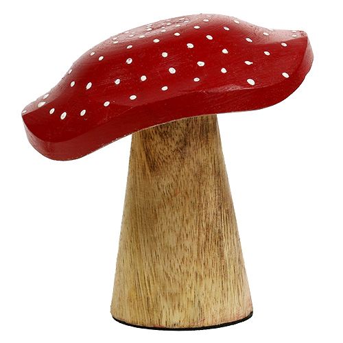Floristik24 Fliegenpilz Holzpilz Mix 9cm -10,5cm Rot, Natur 8St