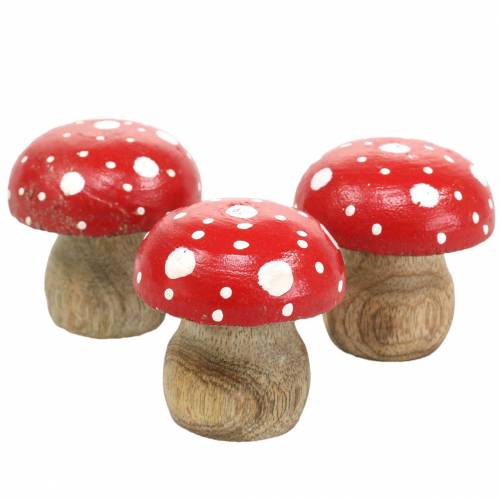 Floristik24 Deko Fliegenpilze Holz Ø4,6–5cm H4,6–4,9cm 6St