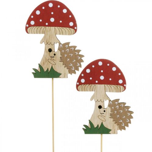 Floristik24 Dekostecker, herbstliche Holzdeko, Igel mit Pilz H11cm L34cm 12St