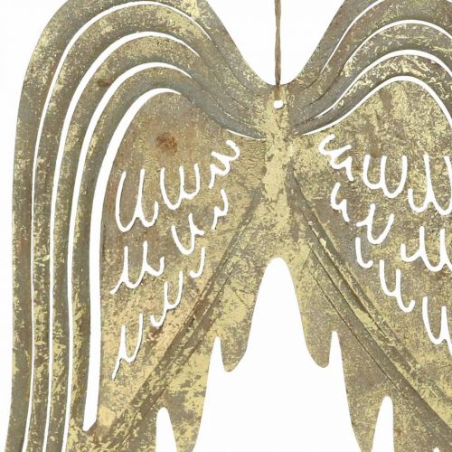 Floristik24 Weihnachtsdeko-Engelsflügel, Metalldeko, Flügel zum Hängen Golden, Antik-Optik H29,5cm B28,5cm