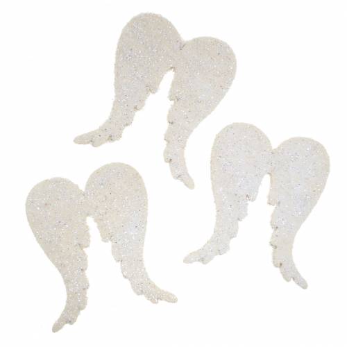 Floristik24 Streudeko Engelsflügel Glitzer Weiß 5cm 48 St