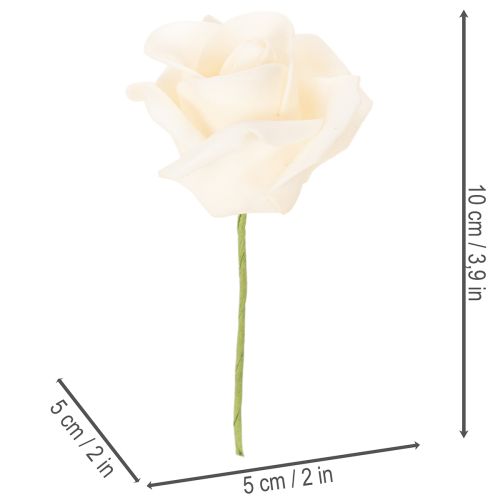 Künstliche Rose cremefarben 10 cm mit Drahtstiel 100 Stück | Floristik24.at