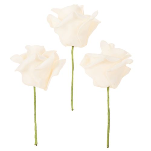 Künstliche Rose cremefarben 10 cm mit Drahtstiel 100 Stück | Floristik24.at