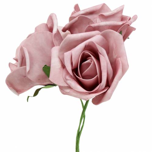 Floristik24 Foam-Rose Ø6cm Altrosa 27 St