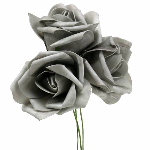 Floristik24 Foam-Rose Ø10cm Grau 8St