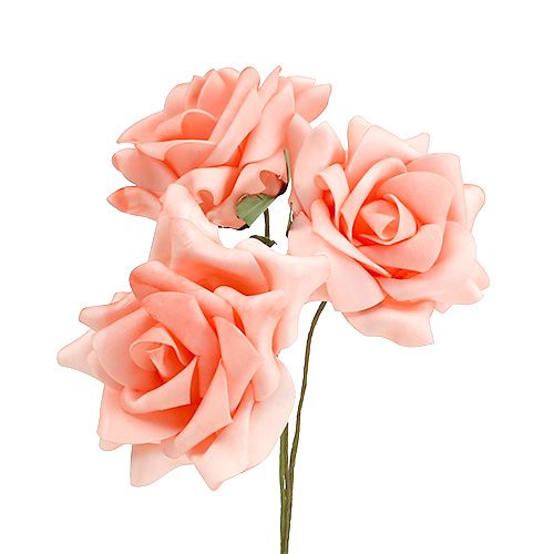 Floristik24 Foam Rose Ø 10cm Lachs 8St