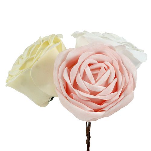 Foamrose Mix Ø10cm Rosa, Creme, Weiß 6St