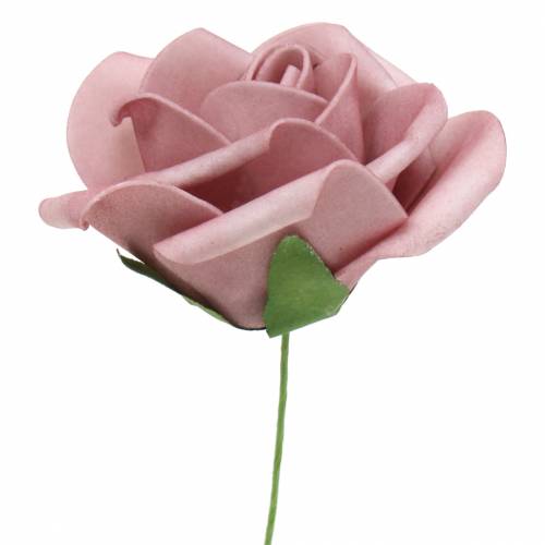 Floristik24 Foam-Rose Ø7,5cm Altrosa 18St