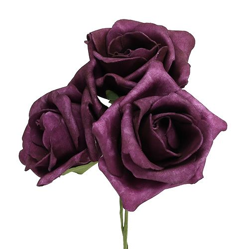 Floristik24 Foamrosen Ø7,5cm Mauve 18 St