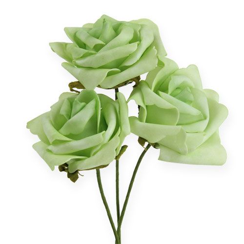 Floristik24 Foam-Rose Ø 8cm Grün 18St