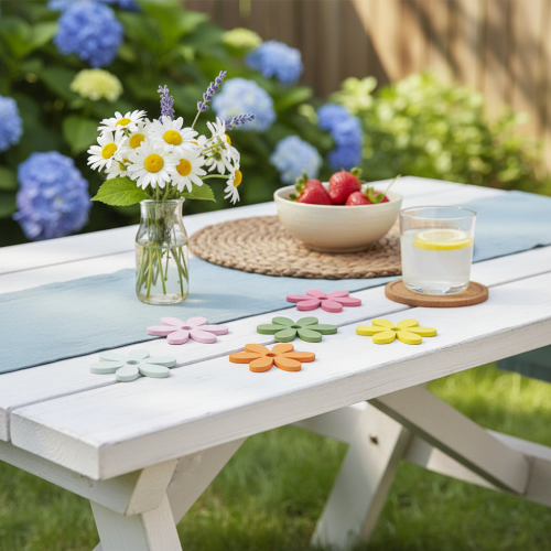 Artikel Streudeko Holz Blumen Farbig Tischdeko Ø3-4cm 48 St
