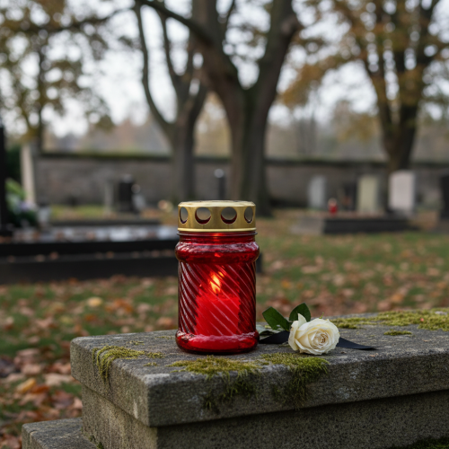 Artikel Grablicht Glas Rot Ø6cm H10,5cm 1Stück