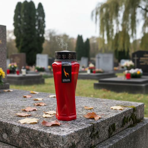 Artikel Grablicht Plastik gedreht Rot Ø11cm H25cm